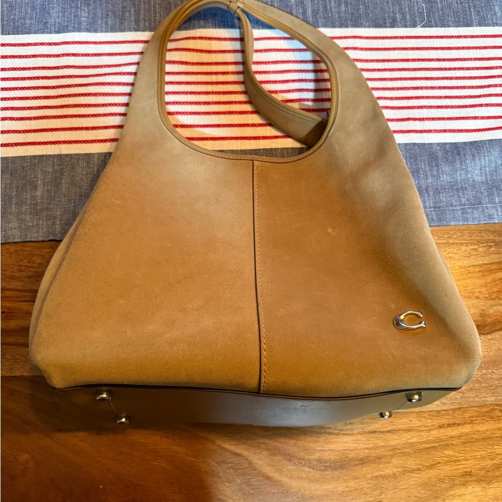 Coach Tan Suede Shoulder Bag with Slouchy Silhouette